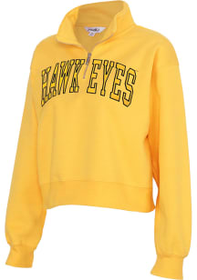 Iowa Hawkeyes Womens Gold Cropped Sport Fleece Qtr Zip