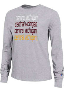Champion Central Michigan Chippewas Womens Grey Repeat Core LS Tee