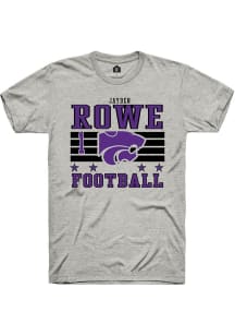 Jayden Rowe K-State Wildcats Ash Football NIL Striped Short Sleeve Player T Shirt