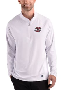 Cutter and Buck Massachusetts Minutemen Mens White Prospect Epic Confidence Long Sleeve Qtr Zip Pu..