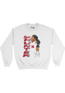 Ryan Hunter  Campus Ink Nebraska Cornhuskers Youth White Elevated Caricature Crew Long Sleeve Crew..