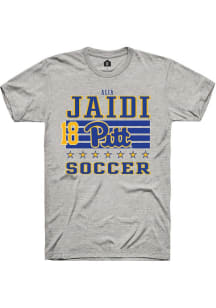 Alia Jaidi Pitt Panthers Ash NIL Striped Short Sleeve Player T Shirt