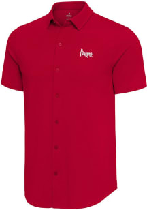 Antigua Nebraska Cornhuskers Mens Red Nobel Short Sleeve Dress Shirt