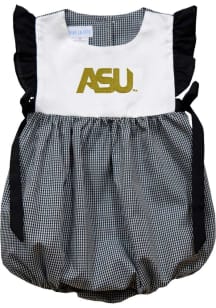 Vive La Fete Alabama State Hornets Baby Girls Black Gingham Bubble Short Sleeve Dress