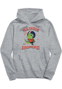 Vive La Fete Illinois Fighting Illini Youth Grey Dino-Riffic Long Sleeve Hoodie