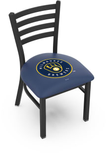 Milwaukee Brewers Stationary Black Wrinkle Finish Pub Stool - Black