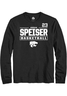 Jordan Speiser K-State Wildcats Black NIL Stacked Box Long Sleeve Player T Shirt
