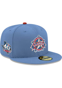 New Era Texas Rangers Mens Light Blue Alt Star 40th Anniversary sidepatch 59FIFTY Fitted Hat