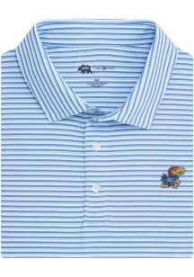 Onward Reserve Kansas Jayhawks Mens Blue Triple Stripe Short Sleeve Fashion Polo