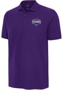 Antigua Greensboro Swarm Mens Purple Legacy Pique Short Sleeve Polo