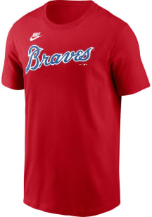Nike Atlanta Braves Red Cooperstown Wordmark Short Sleeve T Shirt