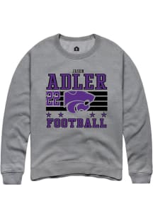 Jason Adler K-State Wildcats Mens Grey Football NIL Striped Player Crew