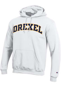 Champion Drexel Dragons Mens White Tackle Twill Arch Name Long Sleeve Hoodie