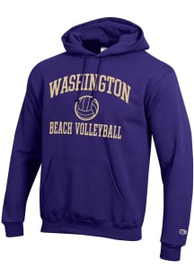 Champion Washington Huskies Mens Purple Beach Volleyball Icon Powerblend Long Sleeve Hoodie
