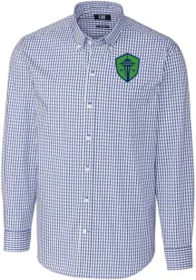 Cutter and Buck Seattle Sounders FC Mens Blue Easy Care Stretch Big and Tall Dress Shirt