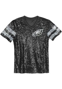 Philadelphia Eagles Womens Sequin Fashion Football Jersey - Black