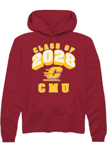 Summit Sportswear Central Michigan Chippewas Mens Maroon Class of 2028 Long Sleeve Hoodie