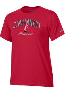 Champion Cincinnati Bearcats Womens Red Glitter Short Sleeve T-Shirt