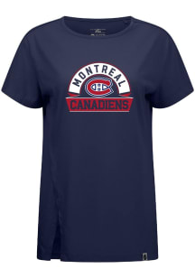 Levelwear Montreal Canadiens Womens Navy Blue Influx Banner Arch Short Sleeve T-Shirt