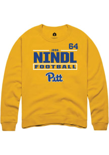 Josh Nindl Pitt Panthers Mens Gold Football NIL Stacked Box Player Crew
