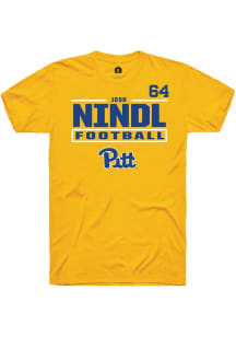 Josh Nindl Pitt Panthers Gold Football NIL Stacked Box Short Sleeve Player T Shirt