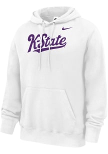 Nike K-State Wildcats Mens White Club Fleece K-State Script Long Sleeve Hoodie