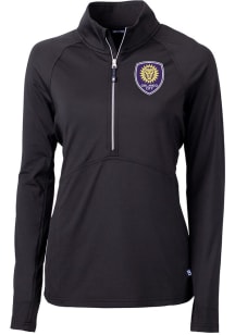Cutter and Buck Orlando City SC Womens Black Adapt Eco Qtr Zip Pullover