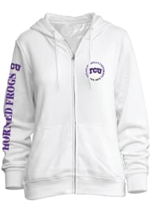 TCU Horned Frogs Womens White Comfy Long Sleeve Full Zip Jacket