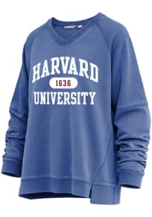 Harvard Crimson Womens Navy Blue Venice Crew Sweatshirt