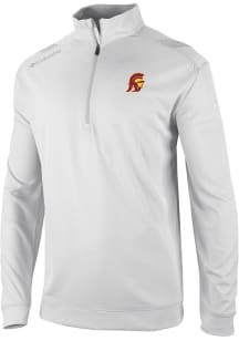 Columbia USC Trojans Mens White Heat Seal Oakland Downs Long Sleeve Qtr Zip Pullover