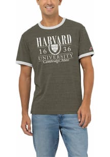 League Harvard Crimson Olive EST.1636 Short Sleeve T Shirt