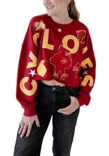 Gameday Social Iowa State Cyclones Womens Cardinal Patched Up Crew Sweatshirt