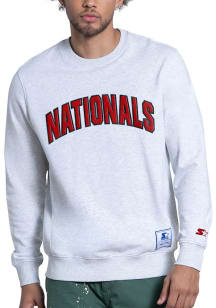 Starter Washington Nationals Mens White Face Off Long Sleeve Crew Sweatshirt
