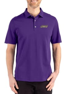 Cutter and Buck James Madison Dukes Mens Purple Advantage Refresh Short Sleeve Polo