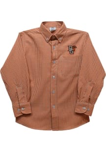 Vive La Fete Bowling Green Falcons Youth Orange Gingham Long Sleeve Polo