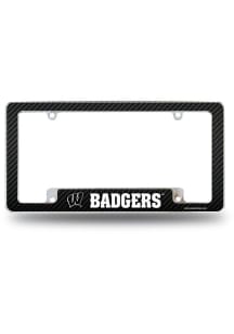 Wisconsin Badgers Carbon Fiber All Over Chrome License Plate Frame - Silver