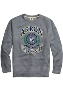 Rally Akron Zips Mens Grey Triblend Seal Long Sleeve Crew Sweatshirt