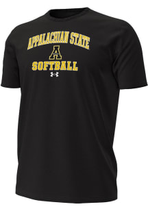 Under Armour Appalachian State Mountaineers Black Softball Performance Short Sleeve T Shirt