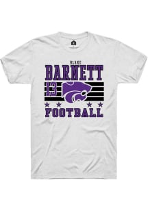 Blake Barnett K-State Wildcats White Football NIL Striped Short Sleeve Player T Shirt