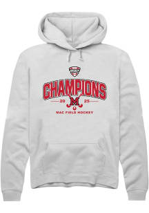 Summit Sportswear Miami RedHawks Mens White 2025 MAC Field Hockey Champions Long Sleeve Hoodie