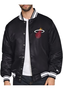 Starter Miami Heat Mens Black Triangle Satin Varisty Medium Weight Jacket