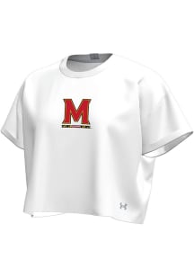 Under Armour Maryland Terrapins Womens White HW Icon Short Sleeve T-Shirt