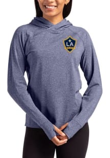 Cutter and Buck LA Galaxy Womens Navy Blue Adapt Knit Hood Hooded Sweatshirt