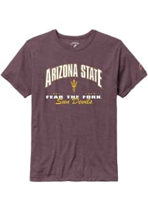 League Arizona State Sun Devils Maroon Victory Falls Number One Established Short Sleeve Fashion T..