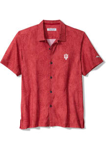 Tommy Bahama Indiana Hoosiers Mens Crimson Saltwater Fronds Short Sleeve Dress Shirt
