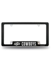 Oklahoma State Cowboys Carbon Fiber All Over Chrome License Plate Frame - Silver