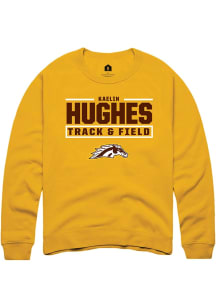 Kaelin Hughes Western Michigan Broncos Mens Gold NIL Stacked Box Player Crew
