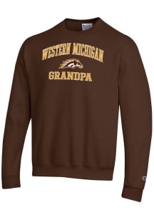 Champion Western Michigan Broncos Mens Brown Grandpa Powerblend Long Sleeve Crew Sweatshirt