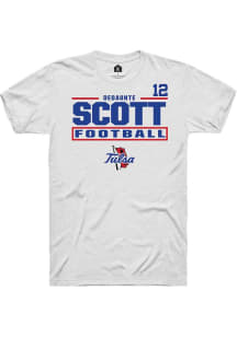 Dedaunte Scott Tulsa Golden Hurricane White Football NIL Stacked Box Short Sleeve Player T Shirt
