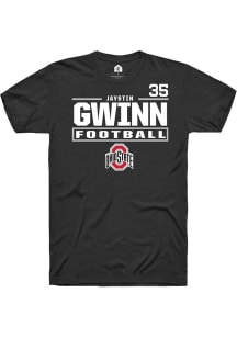 Jaystin Gwinn Ohio State Buckeyes Black Football NIL Stacked Box Short Sleeve Player T Shirt